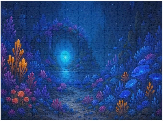 Meteor Shower and Moonlit Night 500-Piece Wooden Jigsaw Puzzle, Night Sky Puzzle, Shooting Stars Scene, Cozy Indoor Fun, Family Entertainment, Mindful Leisure