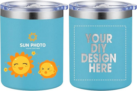 Personalized Custom Tumbler Print in USA 12oz 50Pcs Stainless Steel Travel Coffee Cup with Lid & Straw Double Wall Insulated Mug With Colorful Text Logo Photo