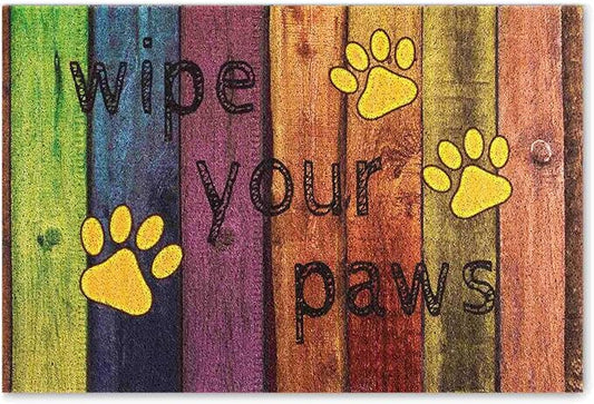 Darkyazi 23.6" x 35.4" Colorful Doormats Entrance Front Door Rug Funny Outdoors/Indoor/Bathroom/Kitchen/Bedroom/Entryway Floor Mats，Non-Slip Polyvinyl Chloride (Wipe Your Paws-Yellow)