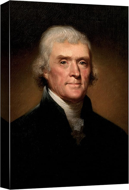 wall26 Canvas Print Wall Art Portrait of Thomas Jefferson People Pop Culture Historical Realism Famous Closeup Colorful Multicolor Classical for Living Room, Bedroom, Office - 32"x48"
