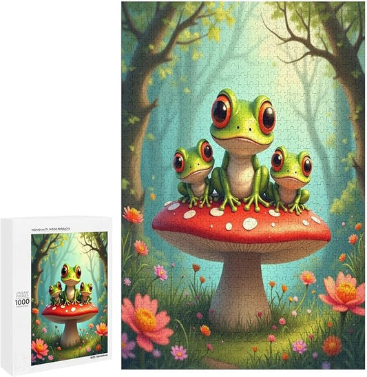 Jigsaw Puzzles for Adults 1000 Piece - Colorful Frogs Wooden Puzzles, Family Puzzles，Educational Games，Challenge Puzzles Puzzle Games