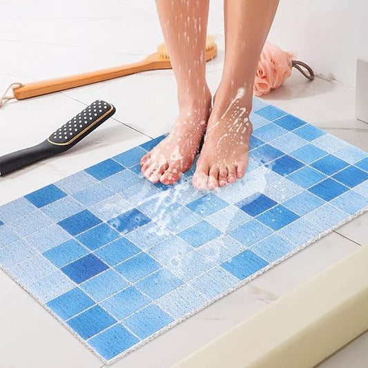 Shower Mat Non-Slip, Soft Comfort Bath Mat with Drainage Holes, PVC Loofah Massage Bathmat for Shower,Tub,Bathroom,Wet Areas, Quick Drying
