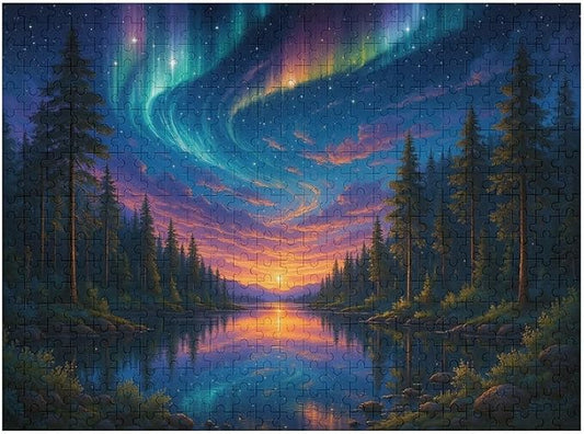 The Quiet Night Forest 1000-Piece Wooden Jigsaw Puzzle, Tranquil Nature Scene, Mindful Relaxation, Stress-Relief Puzzle, Adult Puzzle Hobby, Winter Night Decoration