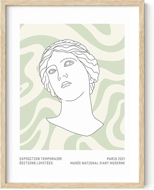 HAUS AND HUES Sage Green Wall Decor – Aesthetic Green Room Art, Danish Pastel Posters, Minimalist Botanical Prints (Beige Frame, 12x16)