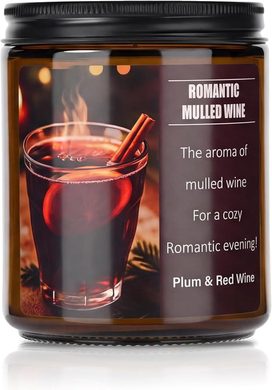 Valentines Day Gifts for Her Him - Mulled Wine Plums Candle 4 Oz - Romantic Anniversary Wedding Birthday Valentines Gifts for Women Men, Girlfriend Boyfriend Gift Ideas