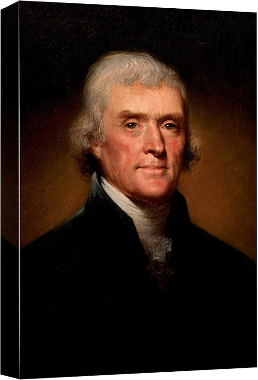 wall26 - Portrait of Thomas Jefferson by Rembrandt Peale (3rd President of The United States) - American Presidents Series - Canvas Wall Art Gallery Wrap Ready to Hang - 24x36 inches