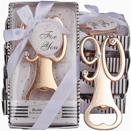 24PCS 90 Bottle Openers for 90th Birthday Party Favors or 90th Anniversary Party Gifts 90th Birthday Party Gifts Souvenirs Decorations for Guests (24,Black 90)