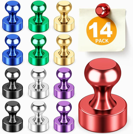 FINDMAG Fridge Magnets, Colorful Metal Paint Fridge Magnets, Strong Refrigerator Magnet for Adults, Decorative Whiteboard Magnet for Office, Kitchen Accessories, Classroom, Map Decor, Pack of 14