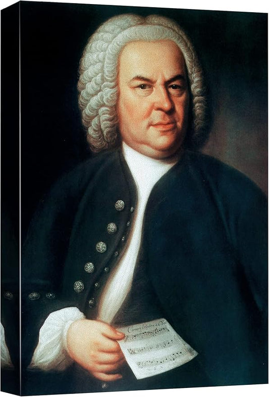 wall26 Canvas Print Wall Art Portrait of Johann Sebastian Bach People Pop Culture Historical Realism Famous Closeup Colorful Multicolor Classical for Living Room, Bedroom, Office - 24"x36"