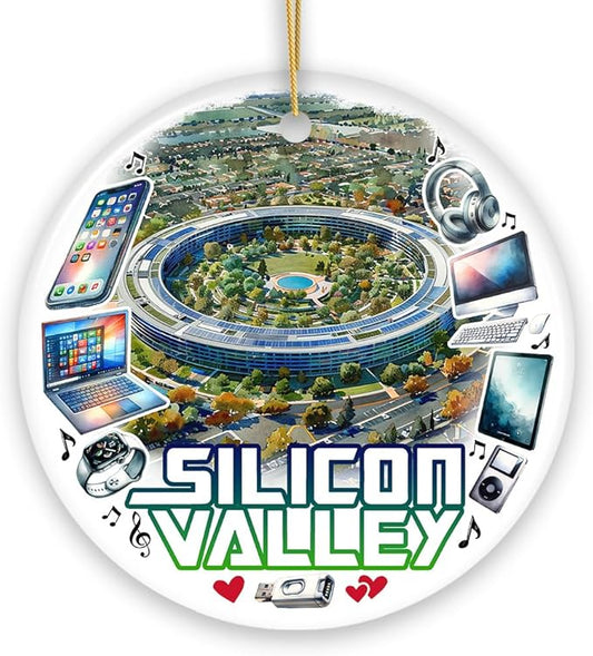 Artistic Silicon Valley Ceramic Ornament, Gift for Technology Enthusiast