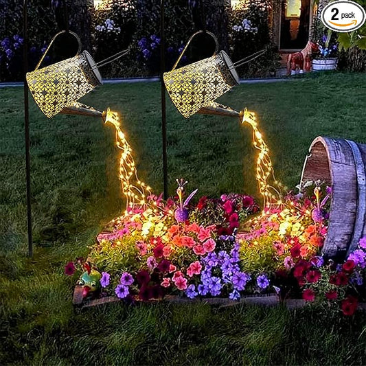 VOOKRY Solar Watering Can Lights, 2 Pack Retro Large Hanging Solar Lights Outdoor Decorative Waterproof Garden Decor for Outside Patio Yard Porch Lawn, Gardening Gifts for Mom Women Grandma Birthday