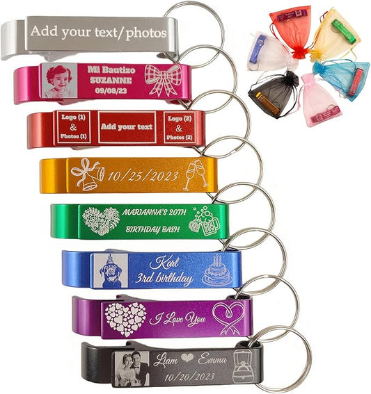 30pcs Personalized Bottle Opener - Custom Bottle Opener Keychain for Wedding, Anniversary, party,Support for Customized Logos