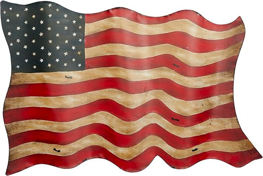 Deco 79 Metal American Flag Home Wall Decor Indoor Outdoor Wall Sculpture, Wall Art 41" x 2" x 27", Red