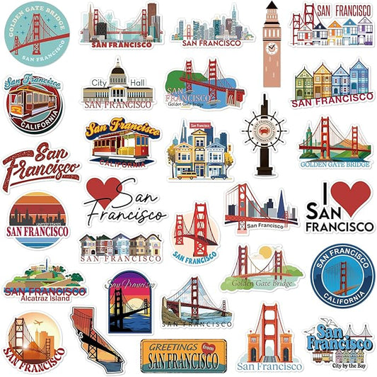 Konohan 30 Pcs San Francisco Souvenirs Gifts San Francisco Magnet for Refrigerator City Magnetic Refrigerator Stickers for Home Decoration