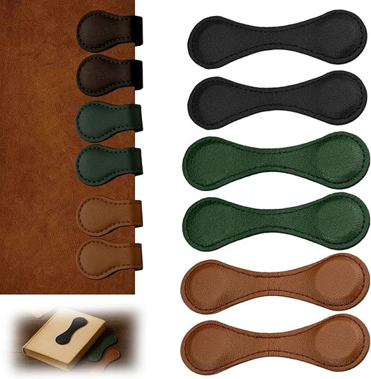 6 PCS Magnetic Bookmarks, Vintage Faux Leather Book Marks for Reading, Double-Sided Magnetic Bookmarks Book Accessories, Stylish Gifts for Book Lover Readers Men Women Teachers Students