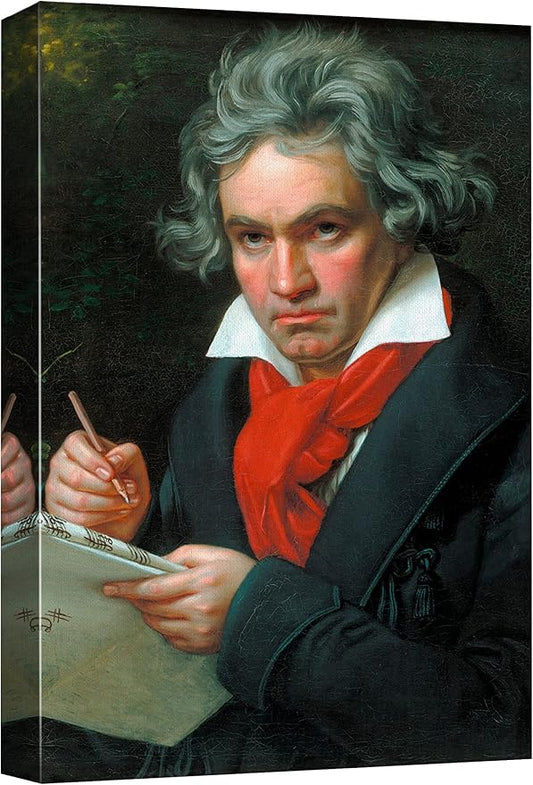wall26 Canvas Print Wall Art Portrait of Beethoven People Pop Culture Historical Realism Famous Closeup Colorful Multicolor Classical for Living Room, Bedroom, Office - 32"x48"