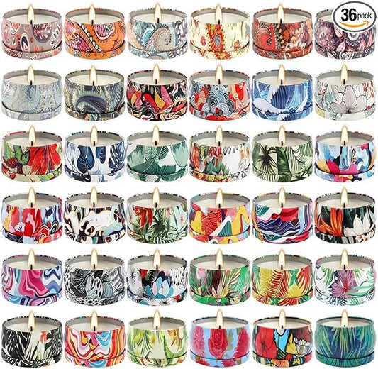 Scented Candles Gifts Set 36 Pack Soy Wax Travel Tin Jar Candles for Home 2.5 OZ for Mom for Christmas, Home Scented Decoration Relaxation, Thanksgiving, Mother's Day.