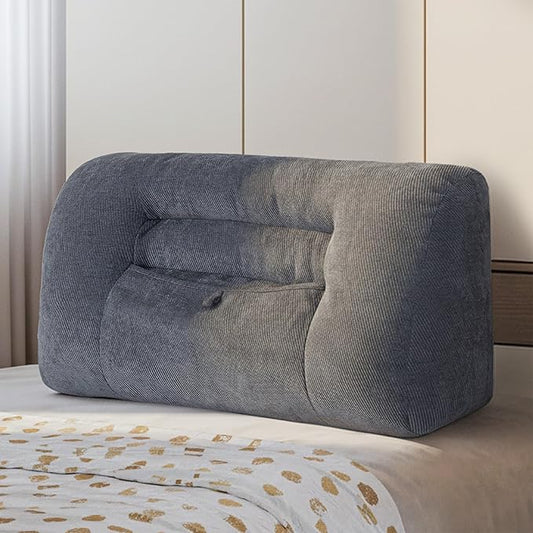 Reading Pillow for Couch, Bed Rest Back Pillow with Front Pocket, Comfortable Back Pillows for Sitting in Bed, Daybed, Tatami, Living Room