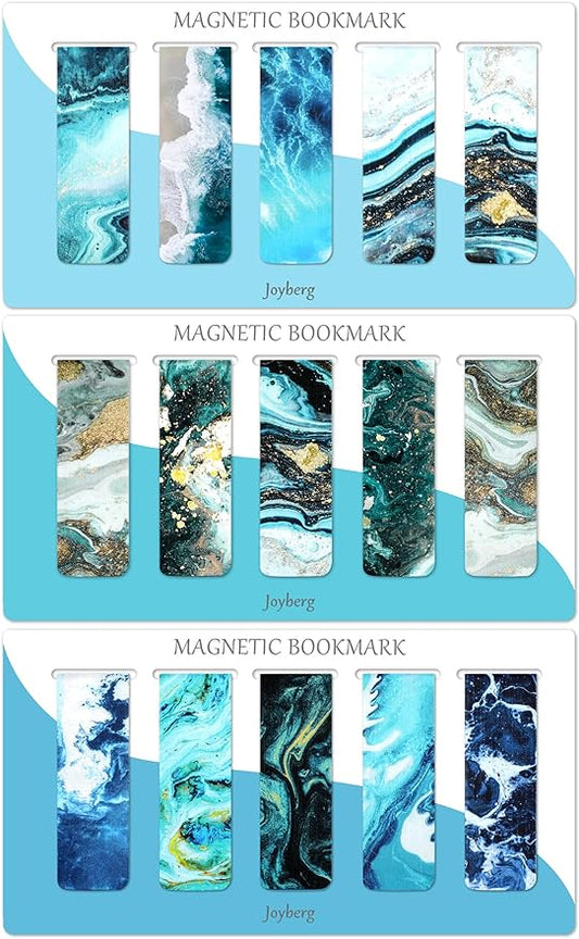30 Pieces Bookmarks, Magnetic Bookmarks for Women, Men, Book Lovers, Page Markers for Students Teachers Reading (Multi Ocean)