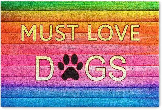Darkyazi 23.6" x 35.4" Colorful Doormats Entrance Front Door Rug Funny Outdoors/Indoor/Bathroom/Kitchen/Bedroom/Entryway Floor Mats，Non-Slip Polyvinyl Chloride (Must Love Dogs-1)