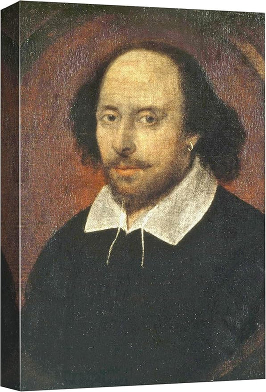 wall26 Canvas Print Wall Art Portrait of William Shakespeare People Pop Culture Historical Realism Famous Closeup Colorful Multicolor Classical for Living Room, Bedroom, Office - 12"x18"