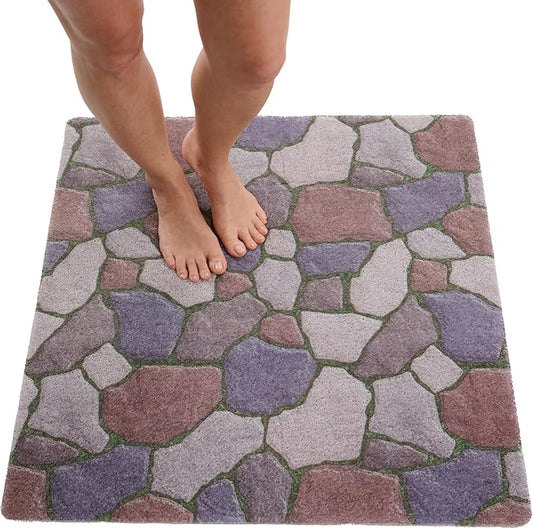 Square Shower Mat - Non Slip Shower Mats for Inside Shower - Extra Large 31x31 Shower Floor Mat Non Slip - Square Bath Mat for Shower - Secure Anti Slip Loofah Shower Bath Mat (31x31 Stone Path)