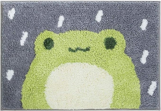 Ankah Bath Mat Cute Shower Rug, Luxury Shaggy High Absorbent and Anti Slip, Machine Washable Fit for Bathtub, Shower and Bath Room, (17.71"x 25.59", Little Frog)