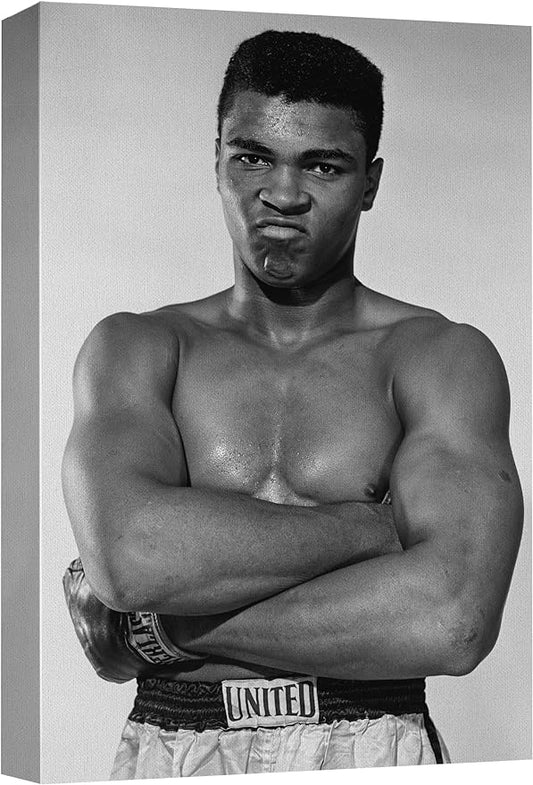 wall26 Canvas Print Wall Art Famous African American Boxer Duotone Muhammad Ali Historic Classic Photography Realism Traditional Portrait Vintage Retro for Living Room, Bedroom, Office - 12"x18"
