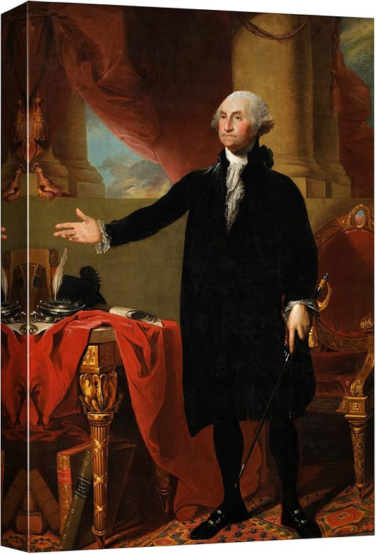 wall26 Canvas Print Wall Art Portrait of George Washington in Office People Pop Culture Historical Realism Famous Closeup Colorful Multicolor Classical for Living Room, Bedroom, Office - 32"x48"