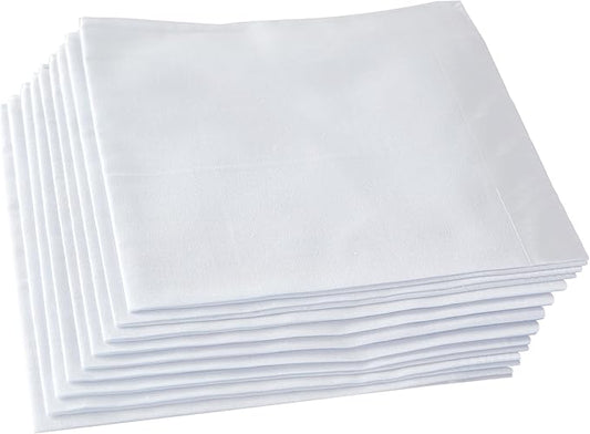RDS HANKYTEX Men's Handkerchiefs,100% Soft Cotton,White Hankie,Pack of 6 Pieces