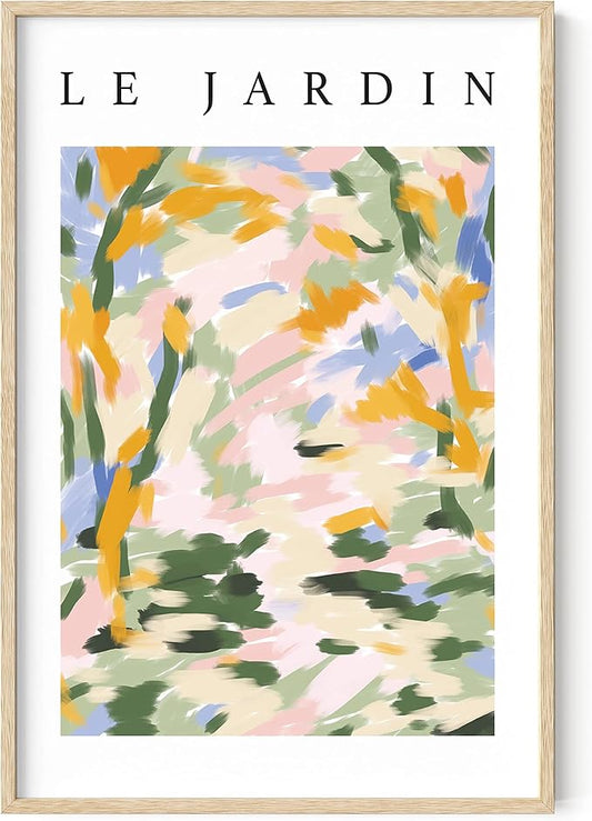 HAUS AND HUES Impressionist Art Posters, Danish Pastel Wall Decor, Artsy Aesthetic Room Prints, Art Exhibition Poster (Beige Frame, 24x36)