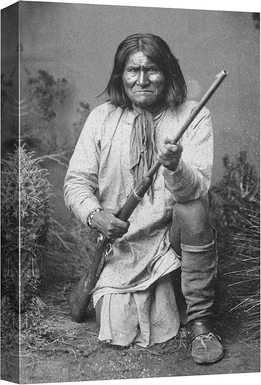 wall26 Canvas Print Wall Art Portrait of Goyaale Geronimo People Pop Culture Historical Realism Famous Closeup Colorful Multicolor Classical for Living Room, Bedroom, Office - 32"x48"