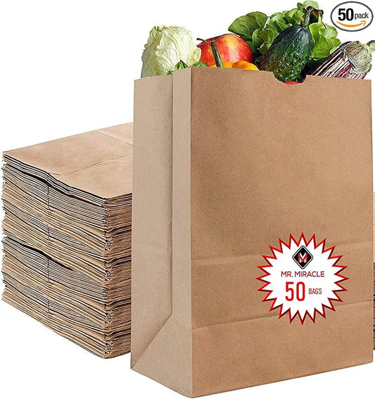 Heavy Duty 57 Lb Large Brown Paper Bag – 50 Count, Eco-Friendly Shopping Bags, Great for Grocery, Retail, and More – Strong, Durable, and Reusable