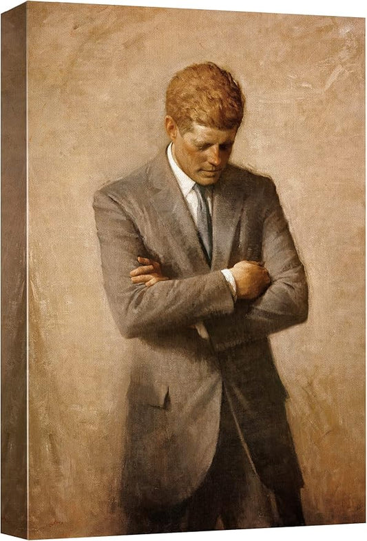 wall26 Canvas Print Wall Art Portrait of John F. Kennedy People Pop Culture Historical Realism Famous Closeup Colorful Multicolor Classical for Living Room, Bedroom, Office - 32"x48"