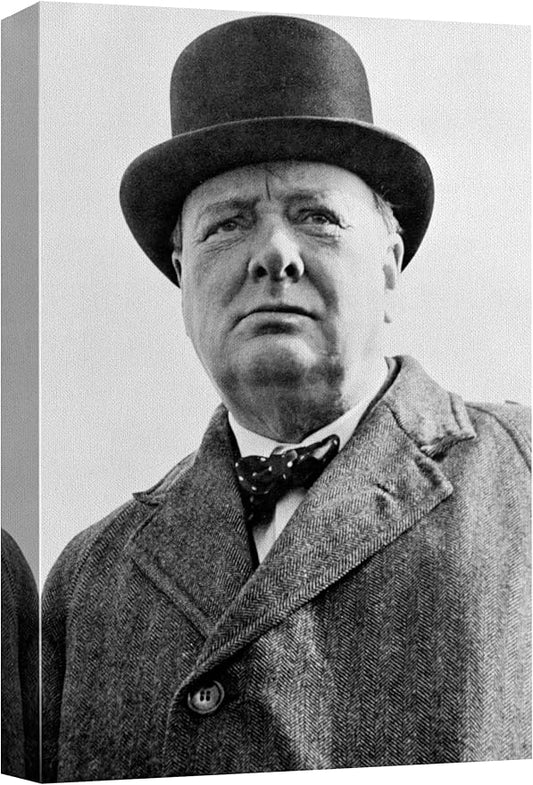 wall26 Canvas Print Wall Art Portrait Winston Churchill People Pop Culture Historical Realism Famous Closeup Colorful Multicolor Classical for Living Room, Bedroom, Office - 12"x18"