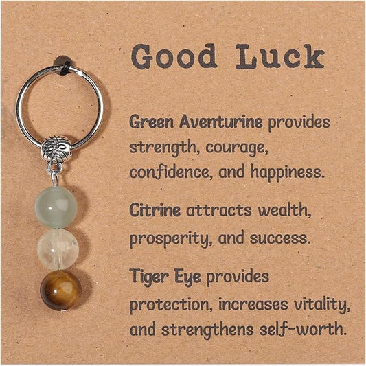 Natural Crystals Keychain Gift for New Beginnings, New Beginnings Gifts for Coworker Anxiety Relief Keychain for Women