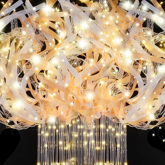 58 PCS Wedding Wands with Lights,Fairy Wands, LED Silk Fairy Wand with Bells for Wedding Send Off, New Year, Raves, Concert, Birthday