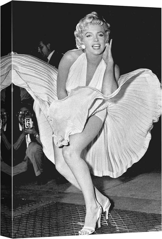 wall26 Canvas Print Wall Art Portrait of Marilyn Monroe with Dress People Pop Culture Historical Realism Famous Closeup Colorful Multicolor Classical for Living Room, Bedroom, Office - 12"x18"