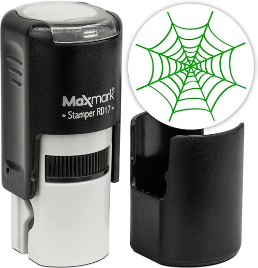 MaxMark Round Self Inking Halloween Stamp - Green Ink