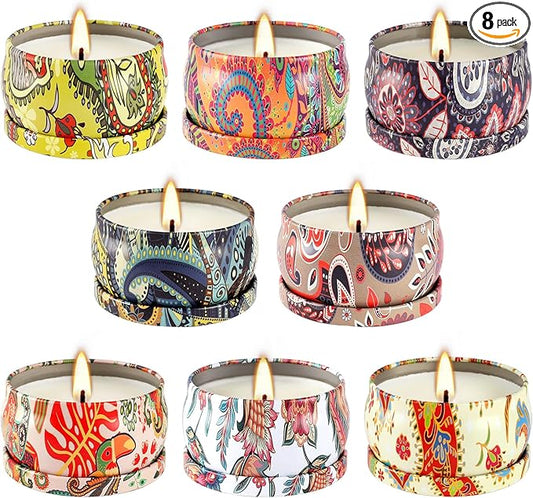 8x2.5oz Citronella Scented Candles,Indoor&Outdoor Natural Soy Wax jar Candles Set for Home Decor,Patio Garden Backyard Camping Summer