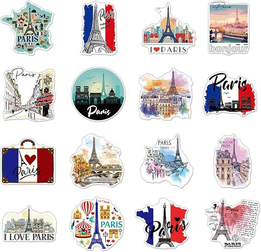 Paris Fridge Magnet Souvenirs Gifts - Wxiben 16 Pcs City Travel Refrigerator Magnets French Eiffel Tower Fridge Magnetic Stickers for Home Office Kitchen Locker Traveler Tourist Paris Lovers Gift