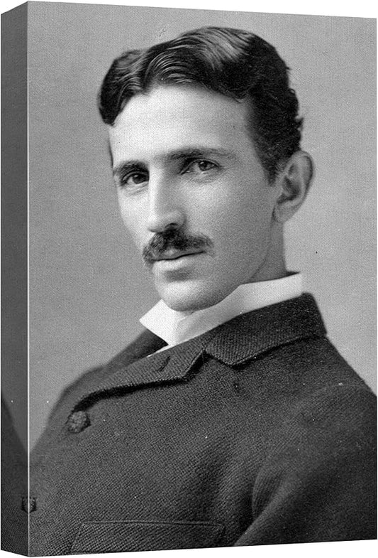 wall26 Canvas Print Wall Art Portrait of Nikola Tesla People Pop Culture Historical Realism Famous Closeup Colorful Multicolor Classical for Living Room, Bedroom, Office - 16"x24"