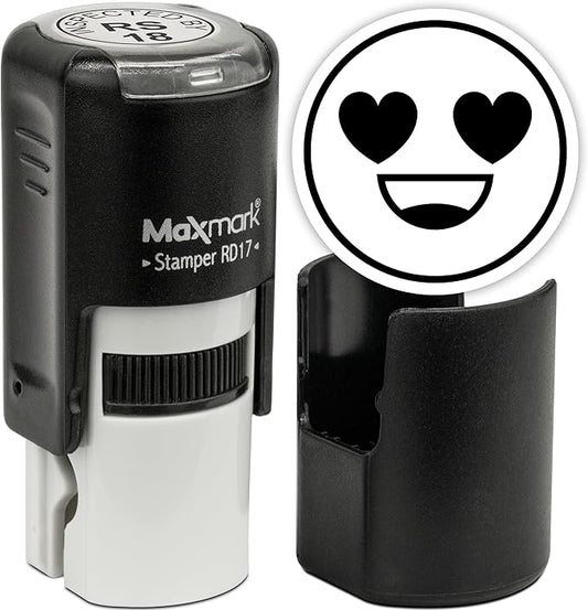 MaxMark Round Self Inking Emoji Stamp - in Love - Black Ink