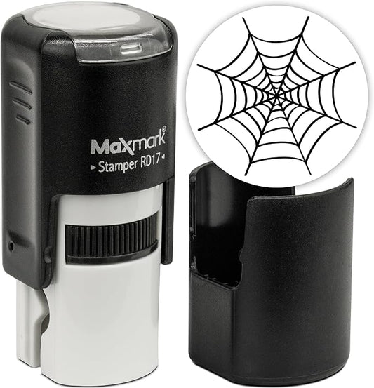 MaxMark Round Self Inking Halloween Stamp - Web - Black Ink