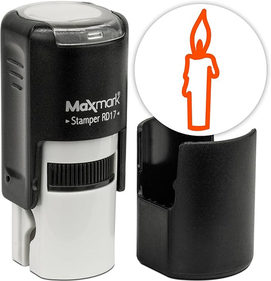 MaxMark Round Self Inking Halloween Stamp - Orange Ink