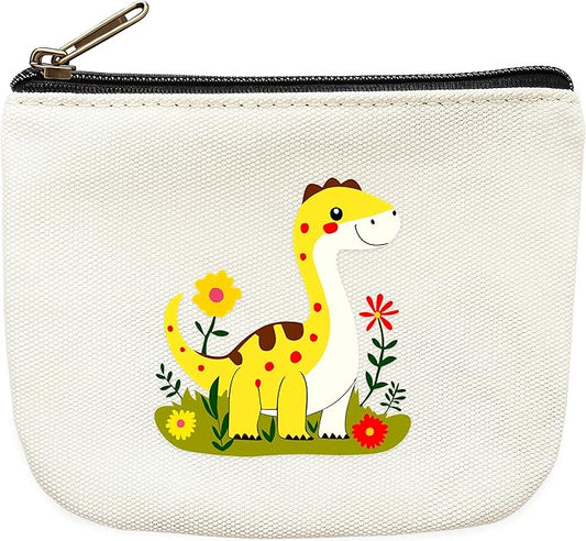 Dinosaur Coin Purse Pouch Bag Holder for Teens Girls Women Kids, Dinosaur Lovers Gifts Stuff Decor, Small Mini Purse Coin Card Key Headset Lipstick!