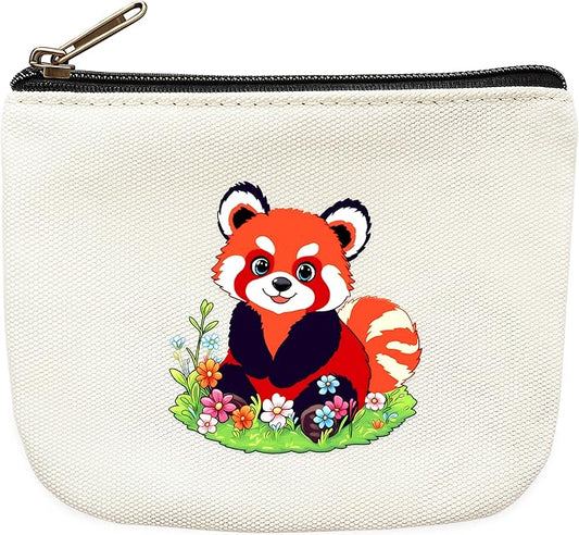 Red Panda Coin Purse Pouch Bag Holder for Teens Girls Women Kids, Red Panda Lovers Gifts Stuff Decor, Small Mini Purse Coin Card Key Headset Lipstick!