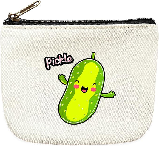 Pickle Coin Purse Pouch Bag Holder for Teens Girls Women Kids, Pickle Lovers Gifts Stuff Decor, Small Mini Purse Coin Card Key Headset Lipstick!