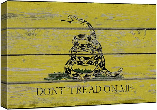 wall26 Canvas Print Wall Art California Don't Tread on Me Flag on Vintage Wood Pop Culture Cultural Digital Art Modern Art Traditional Colorful for Living Room, Bedroom, Office - 16"x24"