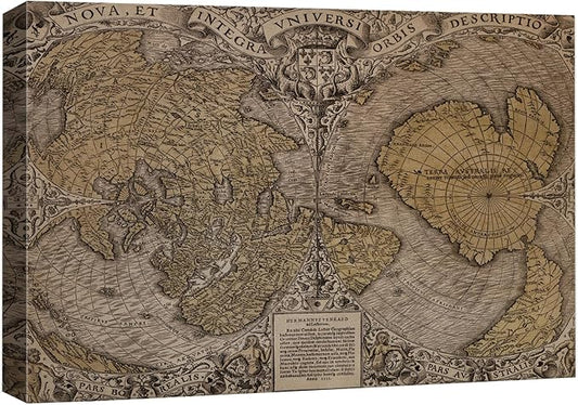 wall26 Canvas Print Wall Art Vintage Sepia Old World Map Digital Art Modern Art Traditional Colorful for Living Room, Bedroom, Office - 12"x18"